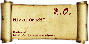 Mirku Orbó névjegykártya